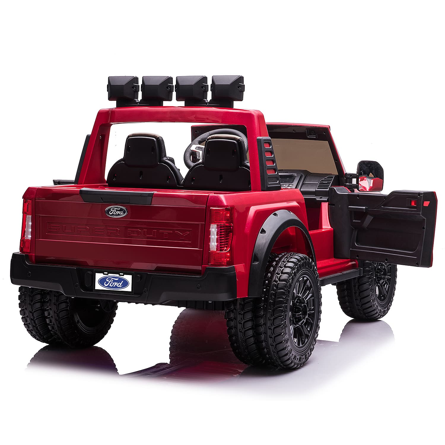 Ford F450 Custom Edition 24V Kids Ride-On Car Truck with R/C Parental Remote | Cherry Red